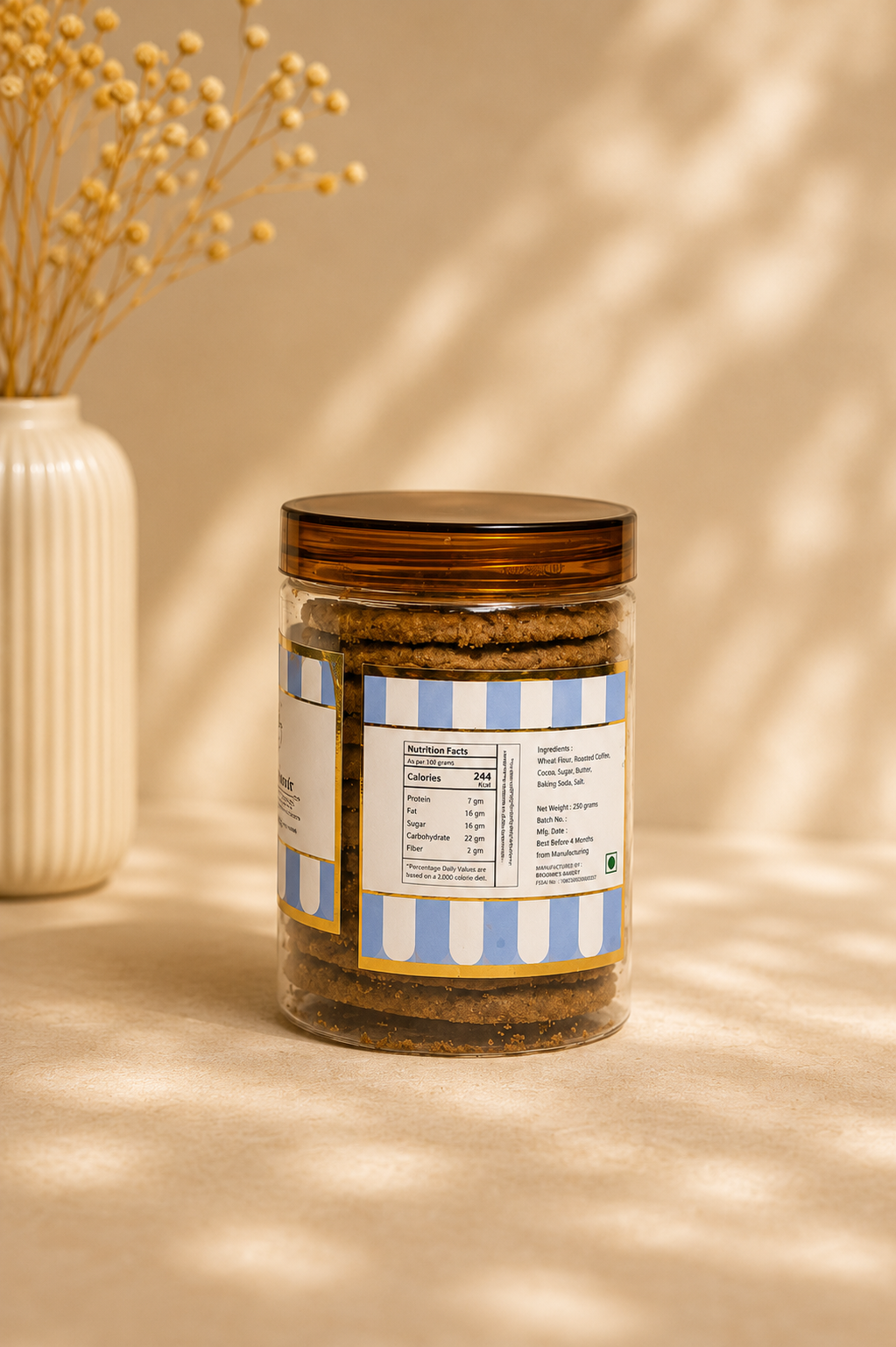 Fresh Eggless Mocha Cookies Jar - Broomies Bakery Faridabad