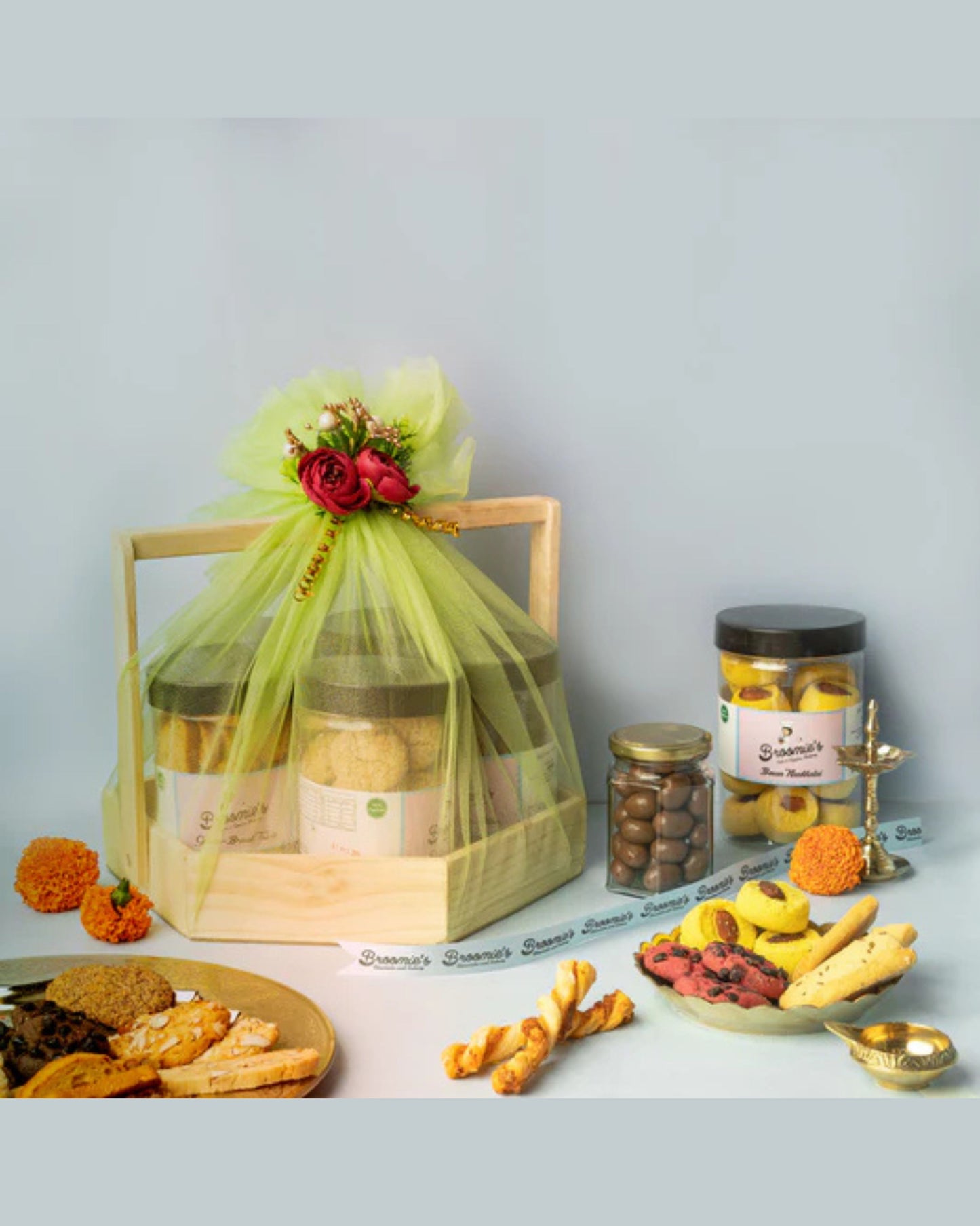 Hexa Wooden Basket Hamper