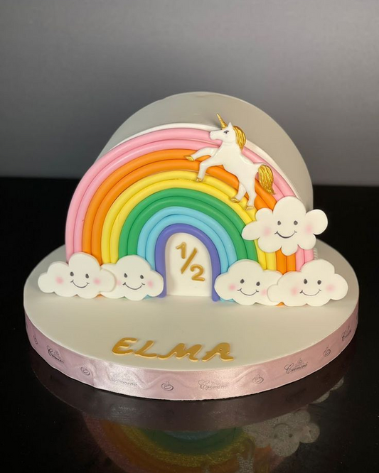Rainbow Unicorn Half-Magic Cake