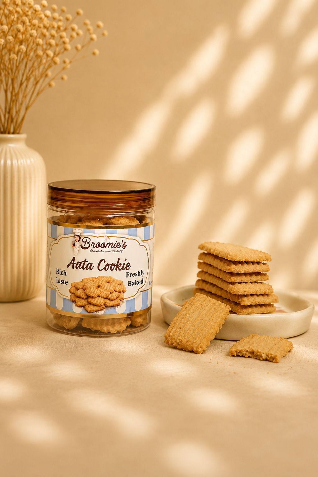 Fresh Eggless Whole Wheat Aata Cookies Jar - Broomies Bakery Faridabad