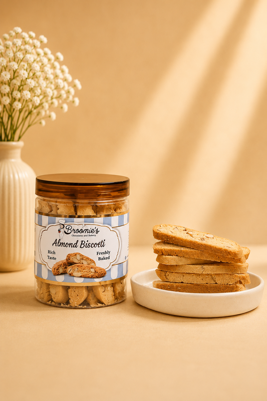 Fresh Eggless Almond Biscotti Jar - Broomies Bakery Faridabad