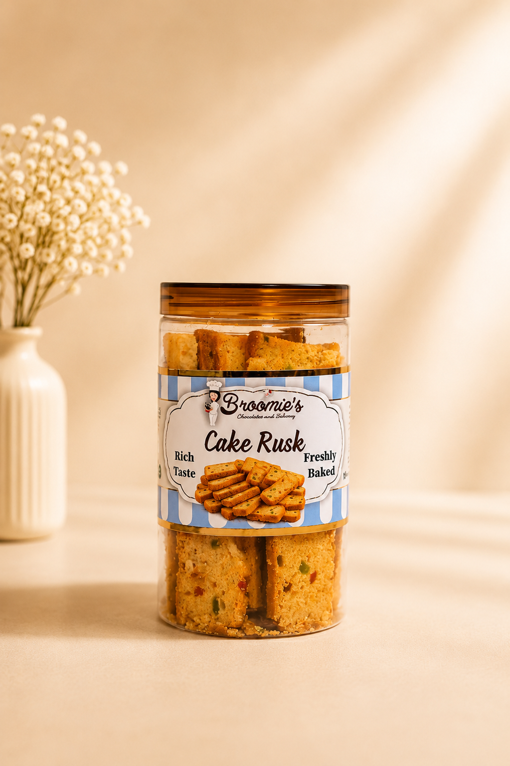 Fresh Eggless Crispy Cake Rusk Jar - Broomies Bakery Faridabad