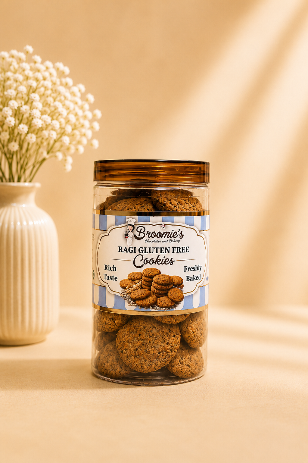 Fresh Eggless Ragi Gluten Free Cookies Jar - Broomies Bakery Faridabad