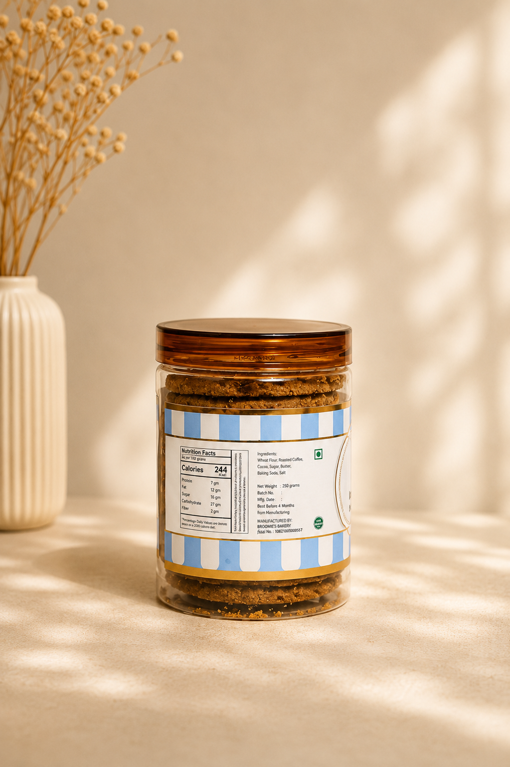 Fresh Eggless Mocha Cookies Jar - Broomies Bakery Faridabad