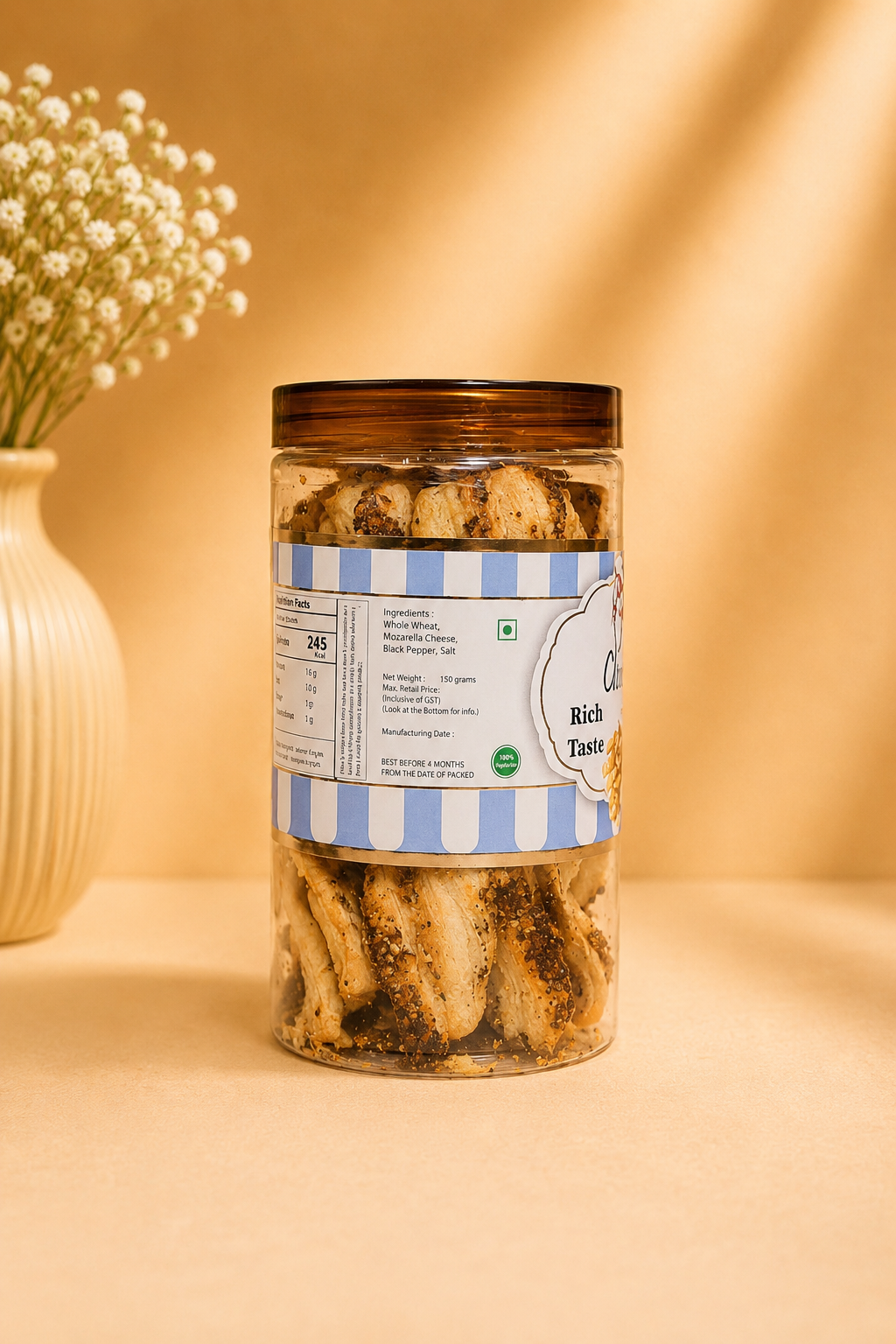Fresh Eggless Cheese Straw Jar - Broomies Bakery Faridabad