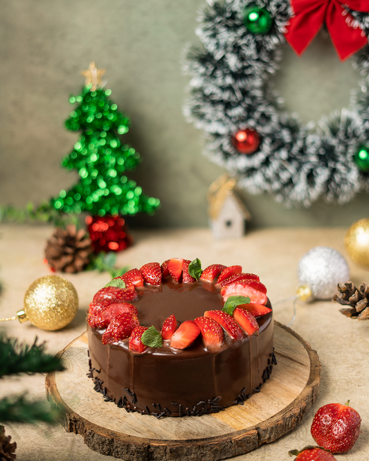 Merry Choco-Strawberry Celebration Cake
