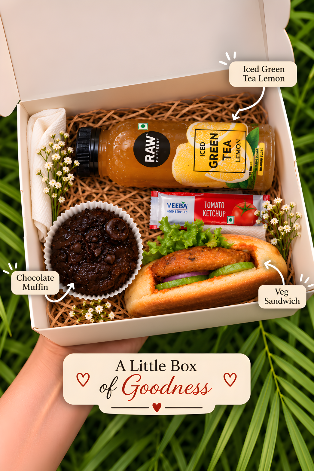 A Little Box of Goodness - Veg Sandwich & Chocolate Muffin Combo (3 Items)