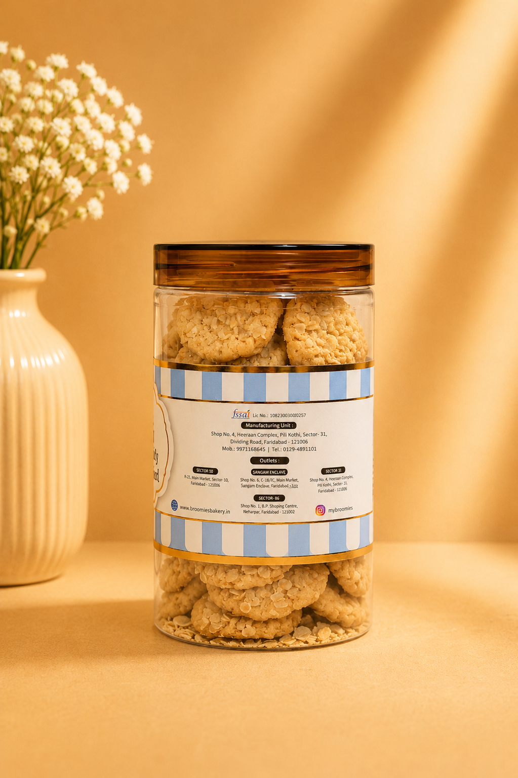 Fresh Eggless Oatmeal Cookies Jar - Broomies Bakery Faridabad