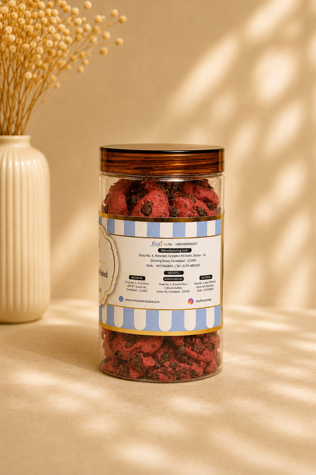 Fresh Eggless Red Velvet Cookies Jar - Broomies Bakery Faridabad