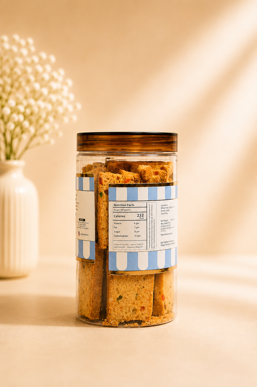 Fresh Eggless Crispy Cake Rusk Jar - Broomies Bakery Faridabad
