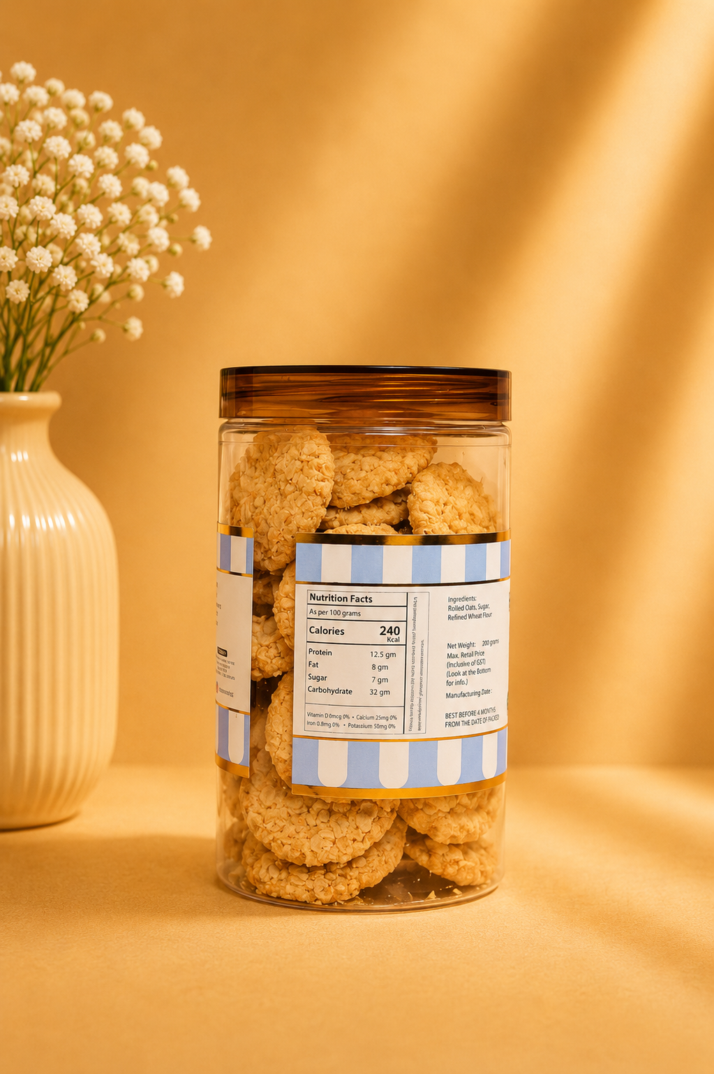 Fresh Eggless Oatmeal Cookies Jar - Broomies Bakery Faridabad