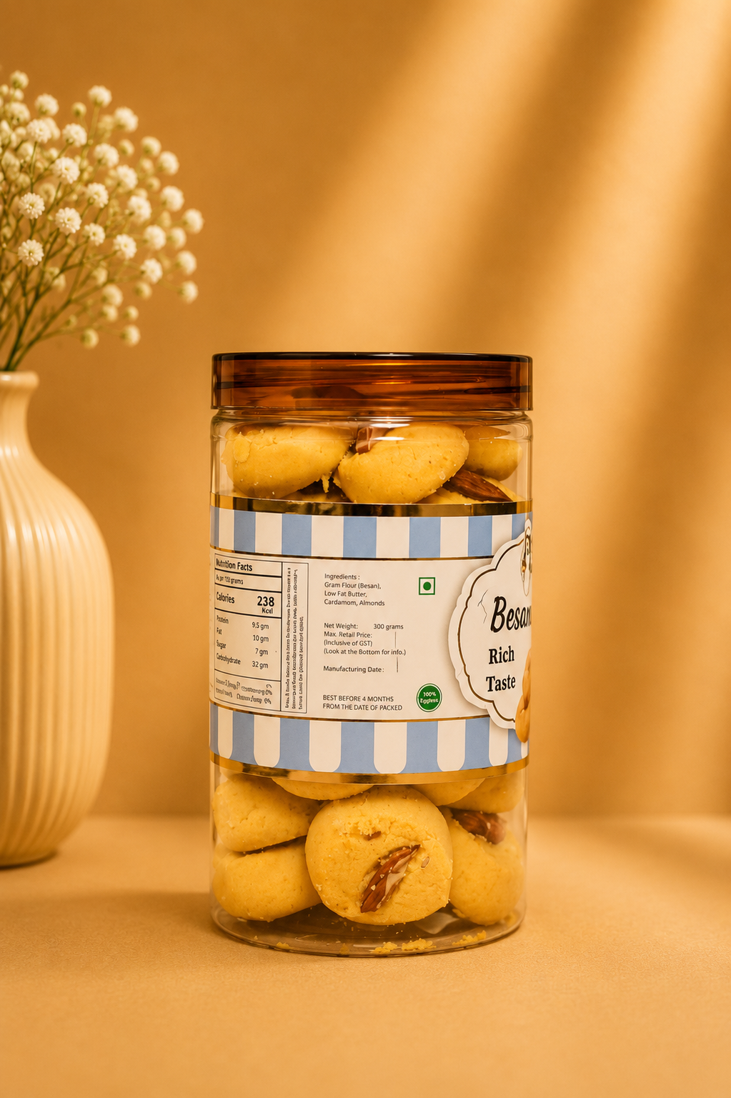 Fresh Eggless Besan Nankhatai Jar - Broomies Bakery Faridabad