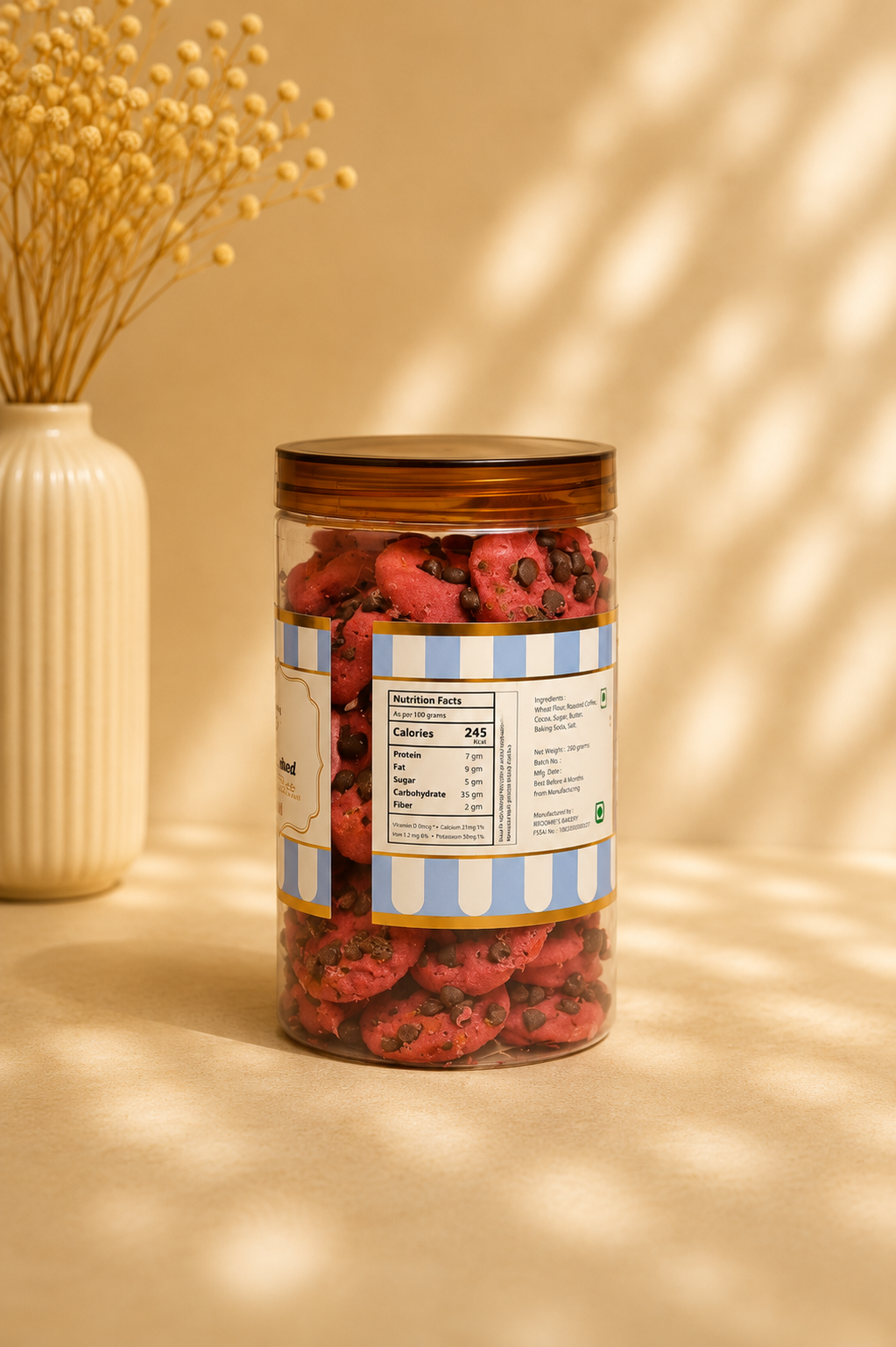 Fresh Eggless Red Velvet Cookies Jar - Broomies Bakery Faridabad