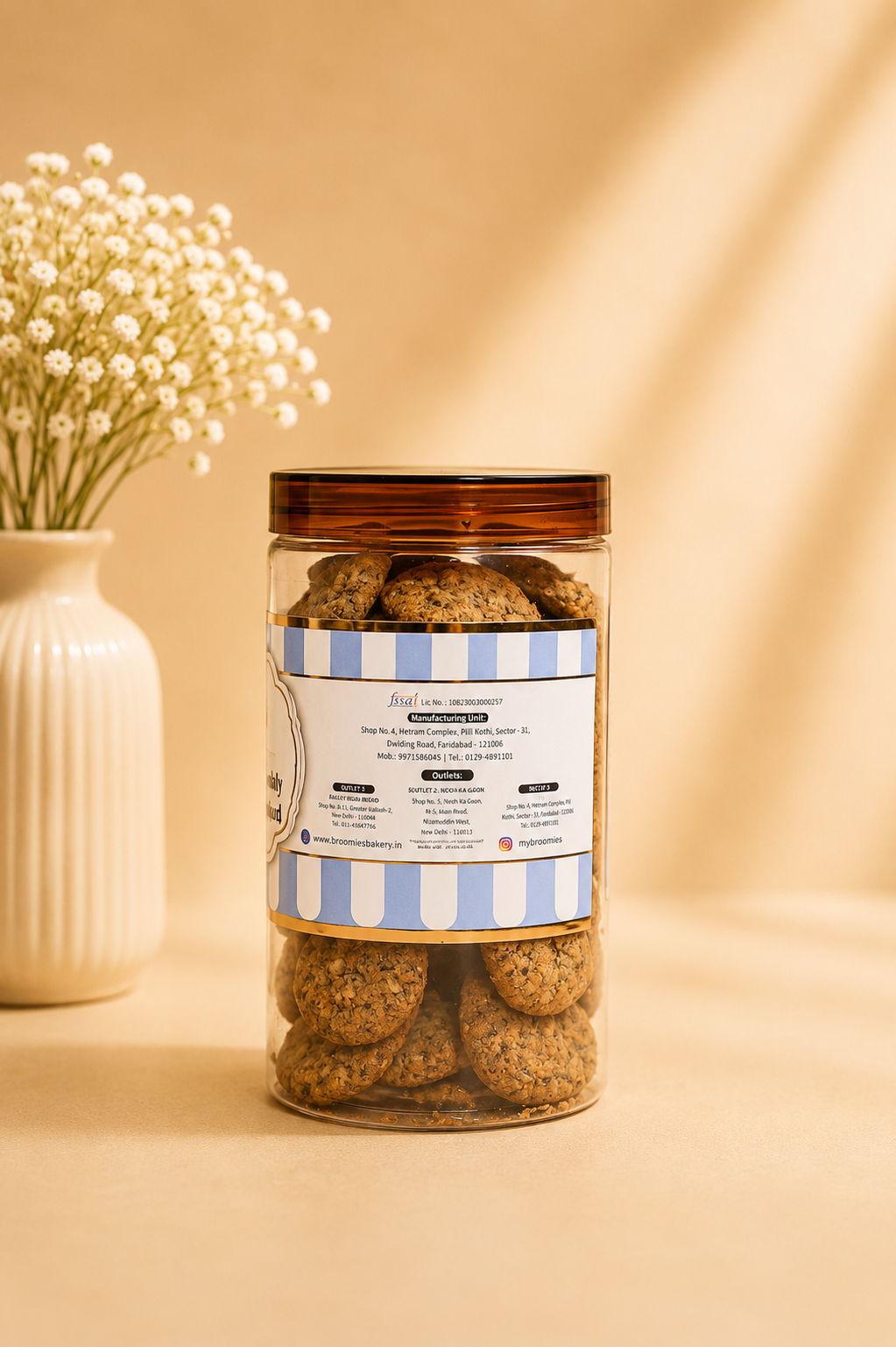 Fresh Eggless Ragi Gluten Free Cookies Jar - Broomies Bakery Faridabad