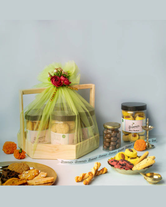 Hexa Wooden Basket Hamper