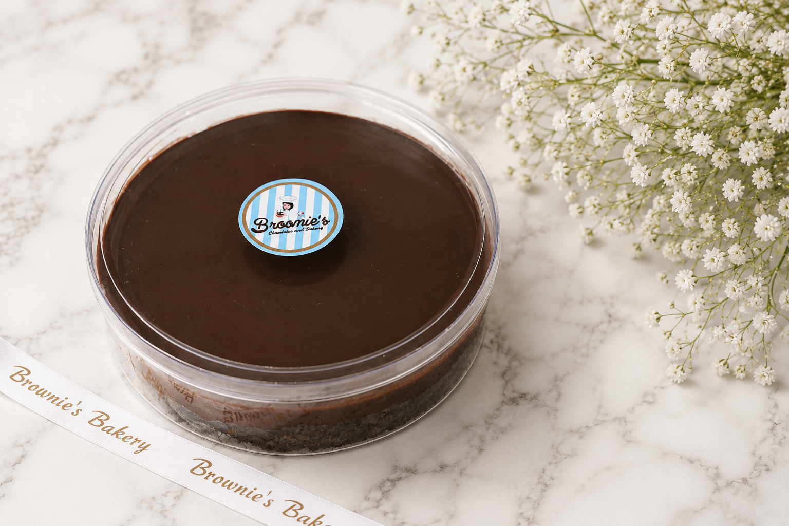 Decadent eggless Chocolate Matilda Cake with rich fudge frosting - Broomies Bakery Faridabad