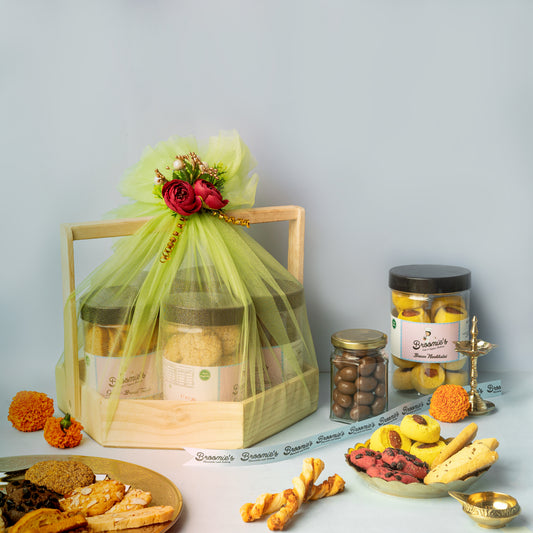 Hexa Wooden Basket Hamper