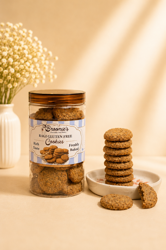 Fresh Eggless Ragi Gluten Free Cookies Jar - Broomies Bakery Faridabad