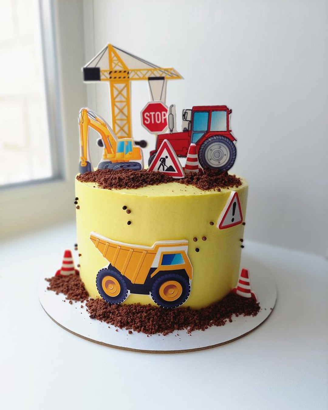 Yellow Construction Crane Delight Cake