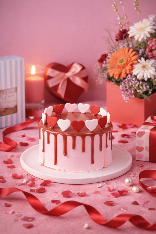Pink Heart Drip Cake
