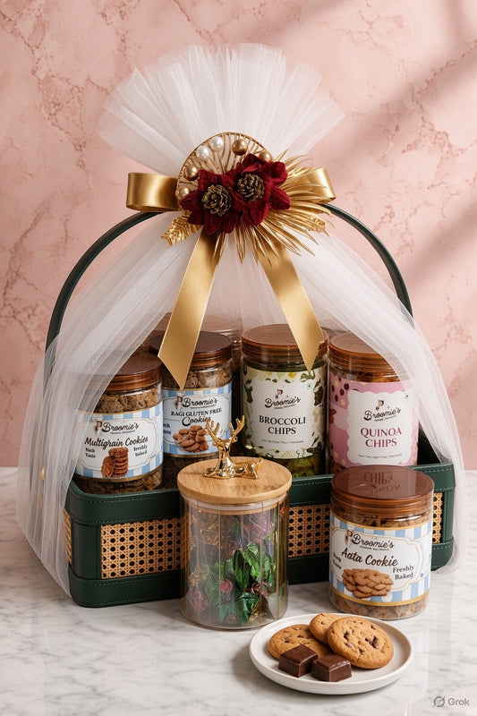 Premium Leatherette Square Gift Hamper with Rattan Detail